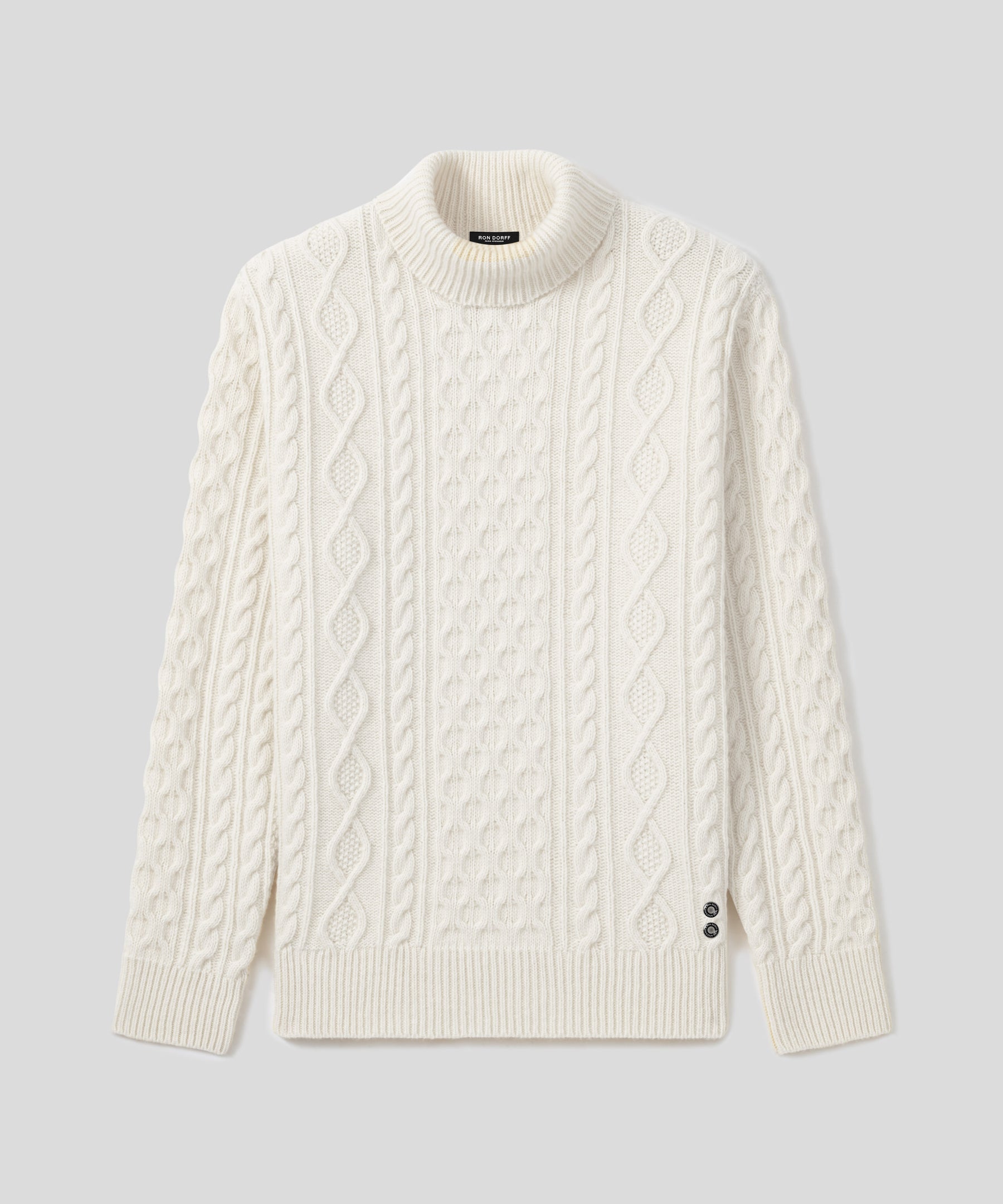 Cable Knit Turtleneck Turtle Neck Men White Wool Cashmere Telemark