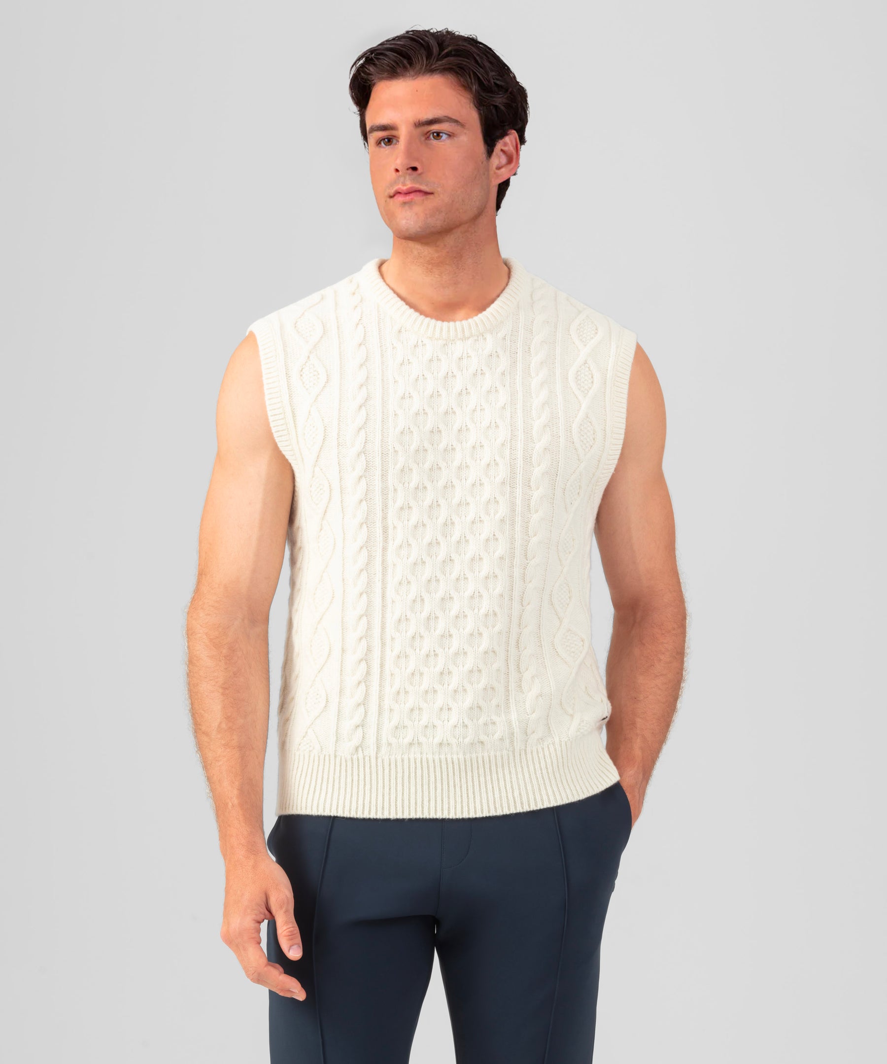 Wool Cashmere Telemark Sleeveless Sweater: Off White