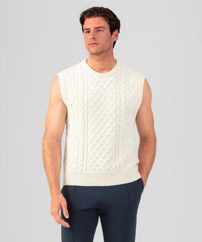 Wool Cashmere Telemark Sleeveless Sweater: Off White