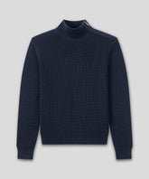 Wool Sweater w. Side-Collar Zip: Lava Grey