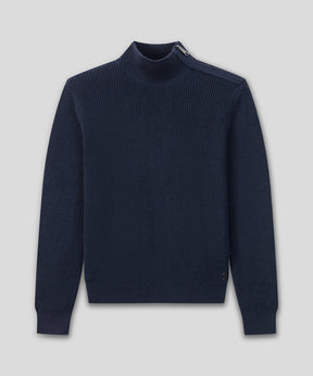 Wool Sweater w. Side-Collar Zip: Lava Grey