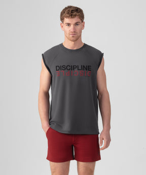 Organic Cotton Sleeveless Sweatshirt "DISCIPLINE DISCIPLE": Lava Grey