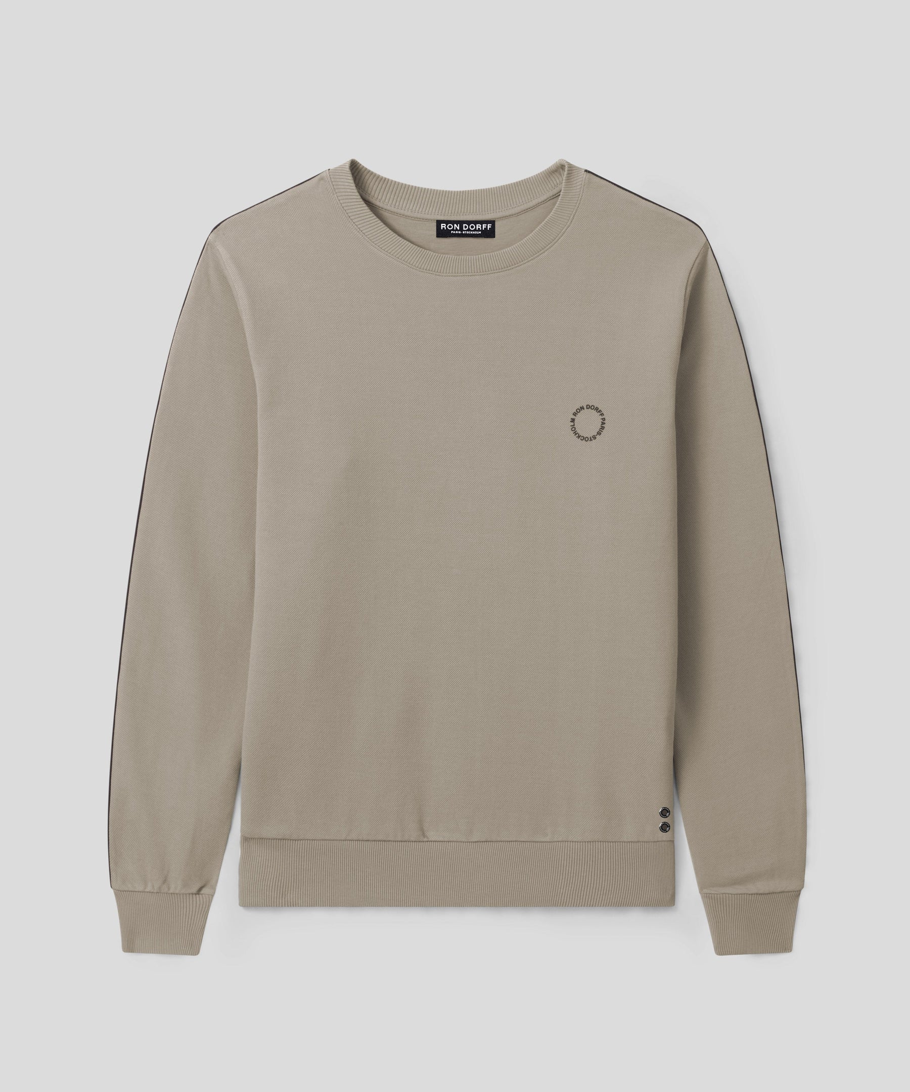 Cotton Piqué Sweatshirt w. Piping: Dusty Beige