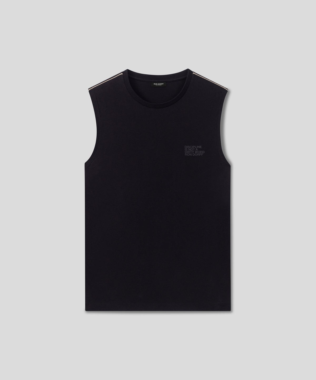 Organic Cotton Sleeveless T-Shirt w. Piping: Black