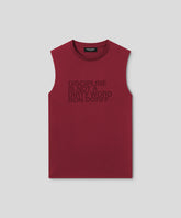 Organic Cotton Sleeveless T-Shirt "DISCIPLINE": Burnt Red