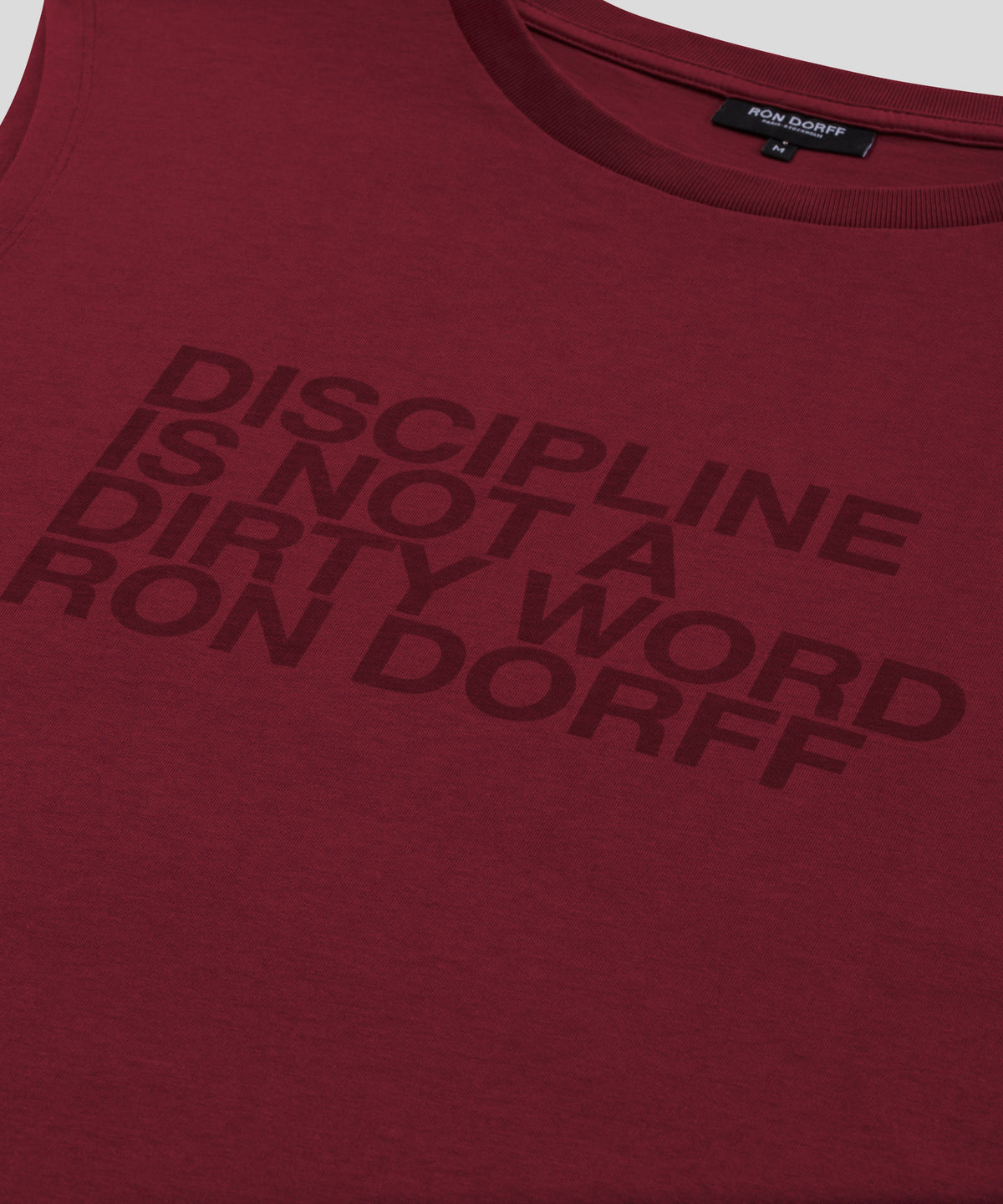 Organic Cotton Sleeveless T-Shirt "DISCIPLINE": Burnt Red