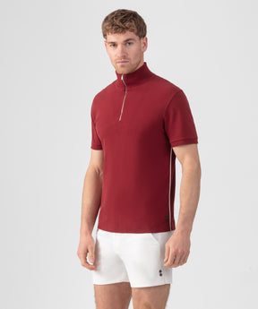 Cotton Piqué Polo w. Piping: Burnt Red