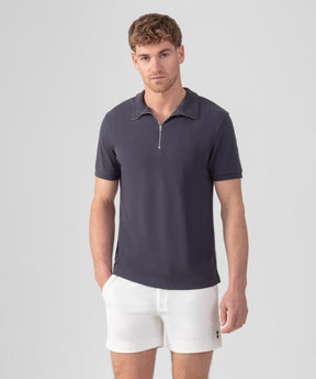 Cotton Piqué Polo w. Piping: Lava Grey