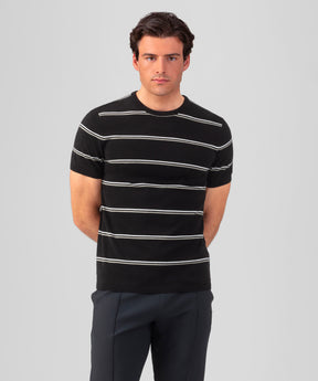 Knitted Striped T-Shirt: Black