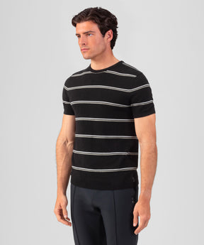 Knitted Striped T-Shirt: Black