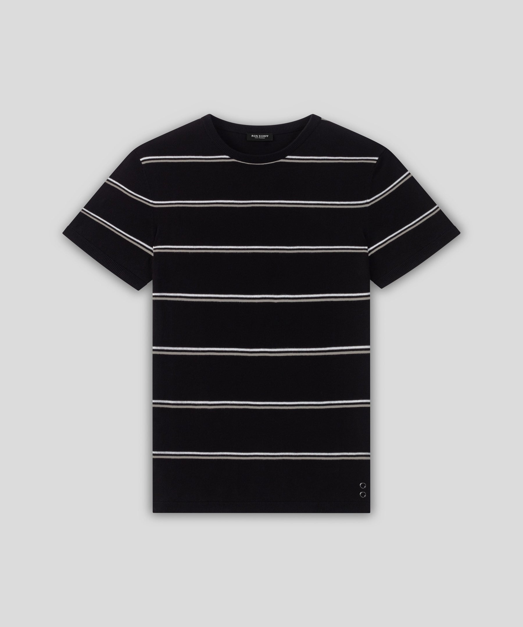 Knitted Striped T-Shirt: Black