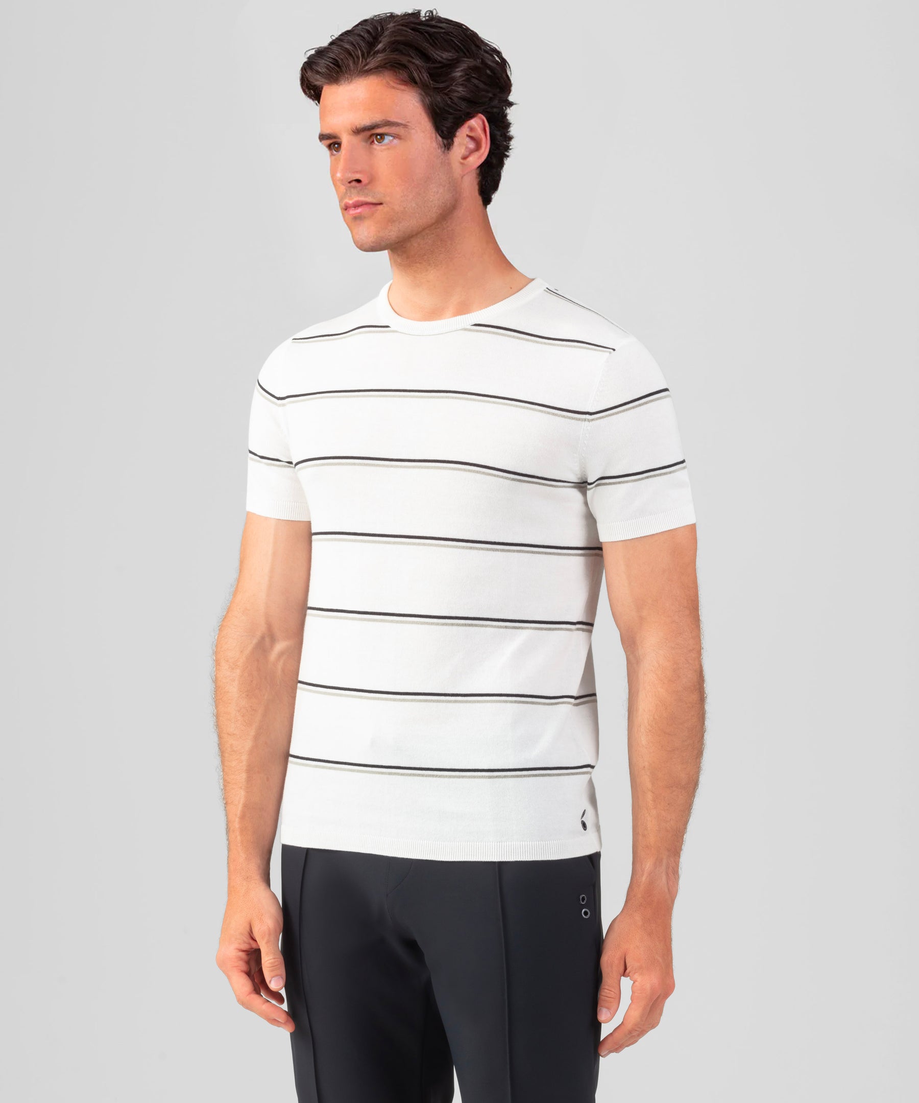 Knitted Striped T-Shirt: Off White