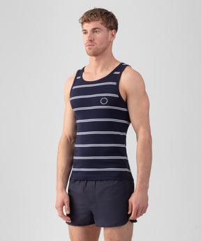 Ribbed Tank Top w. Double Stripes: Navy