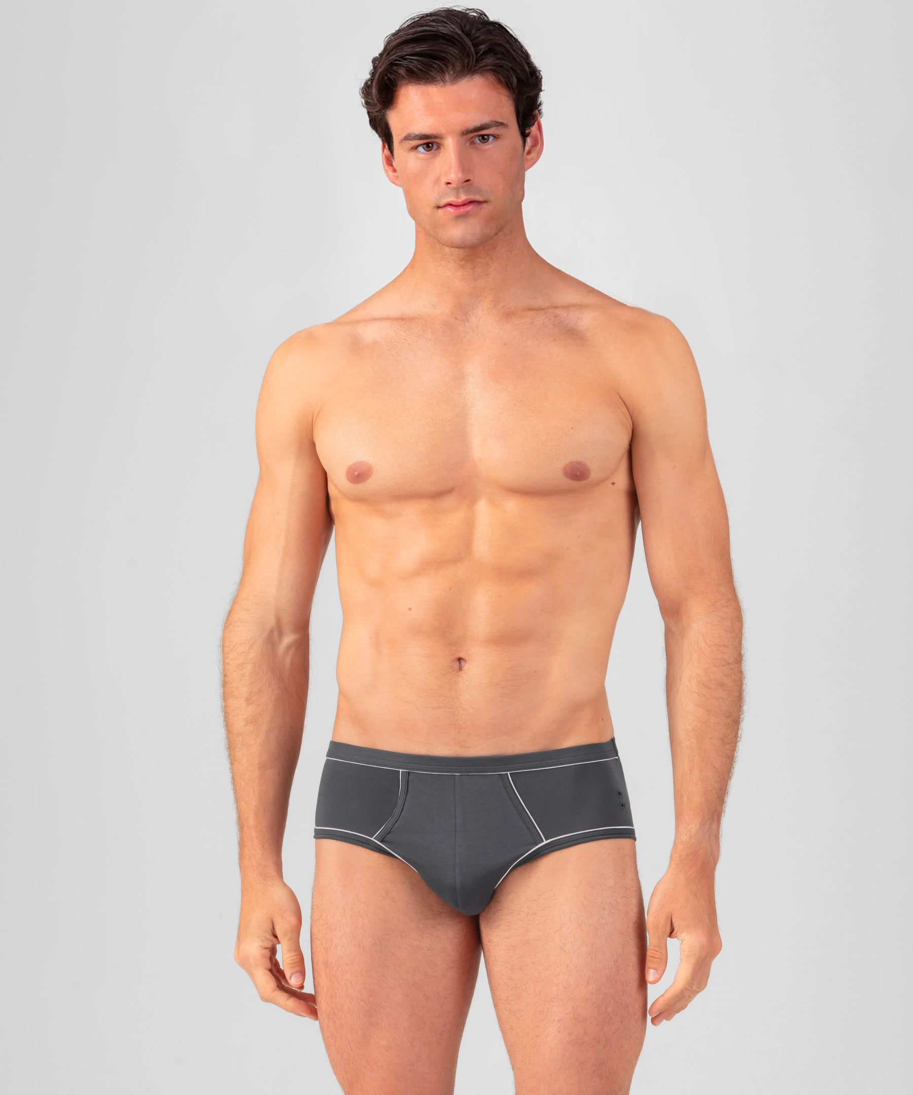 Y-Front Briefs w. Piping: Lava Grey