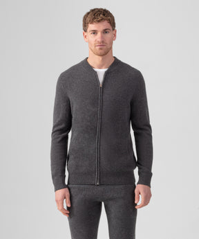 Cashmere Tennis Jacket: Dark Grey Melange