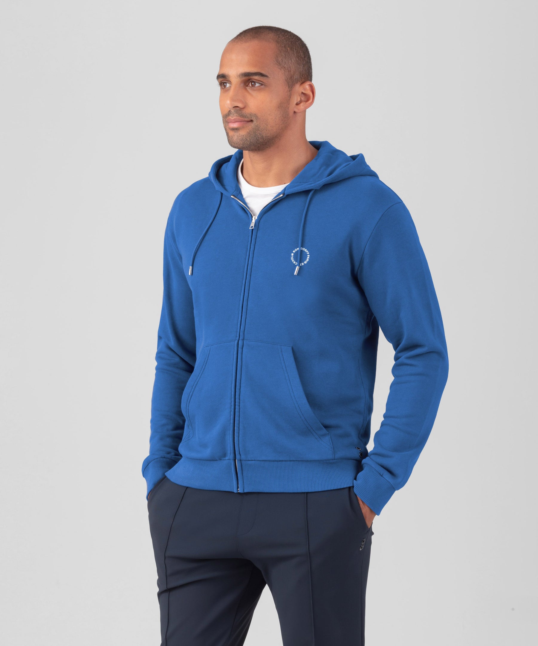 Organic Cotton Zipped Hoodie: Fjord Blue