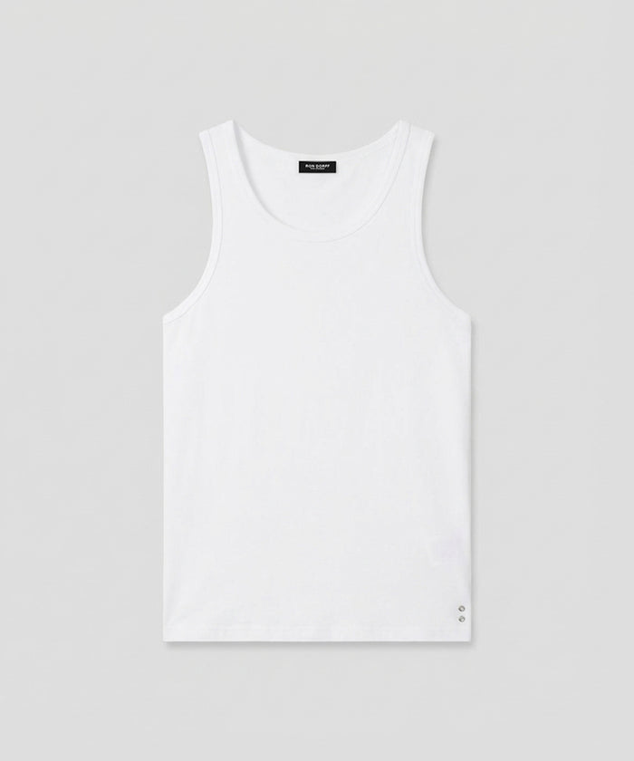 Army Ribbed Tank Top: White