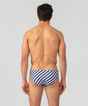 Slim Swim Briefs w. Vertical Stripes: Navy/White