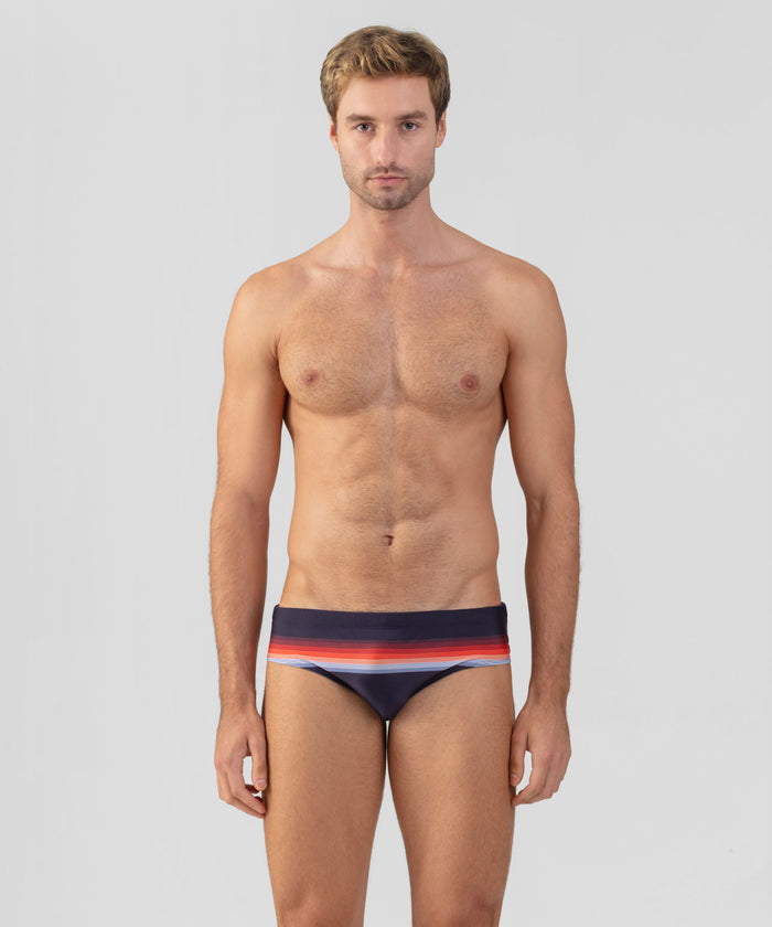 Swim Briefs w. Stripes: Navy