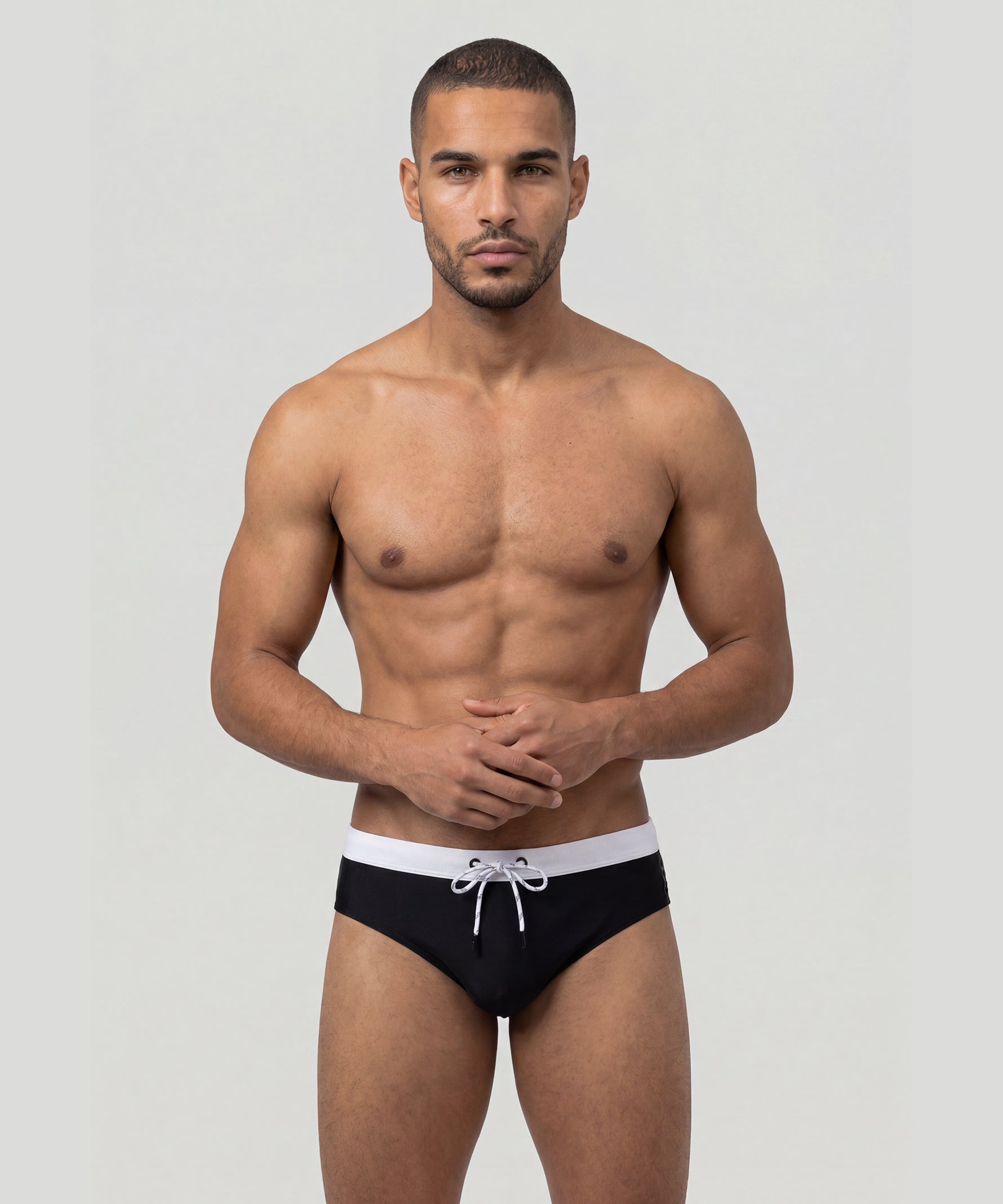 Swim Briefs w. Waistband: Black