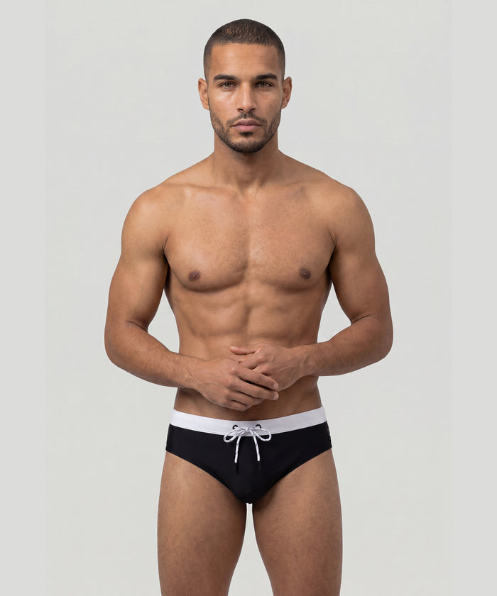 Swim Briefs w. Waistband: Black