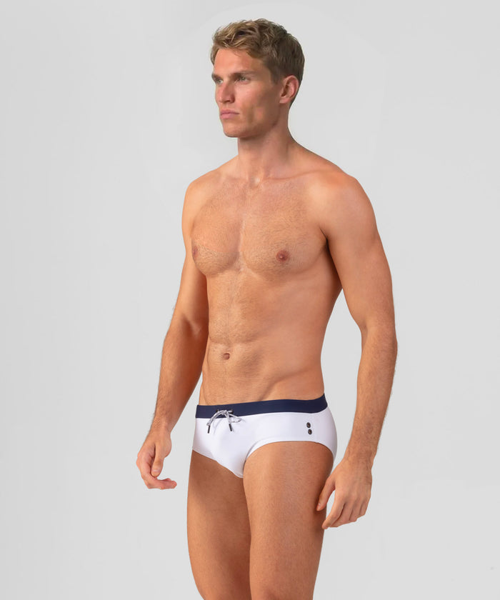 Swim Briefs w. Waistband: White