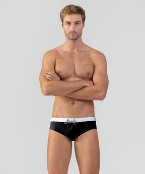 RD Swim Briefs w. White Waistband: Black