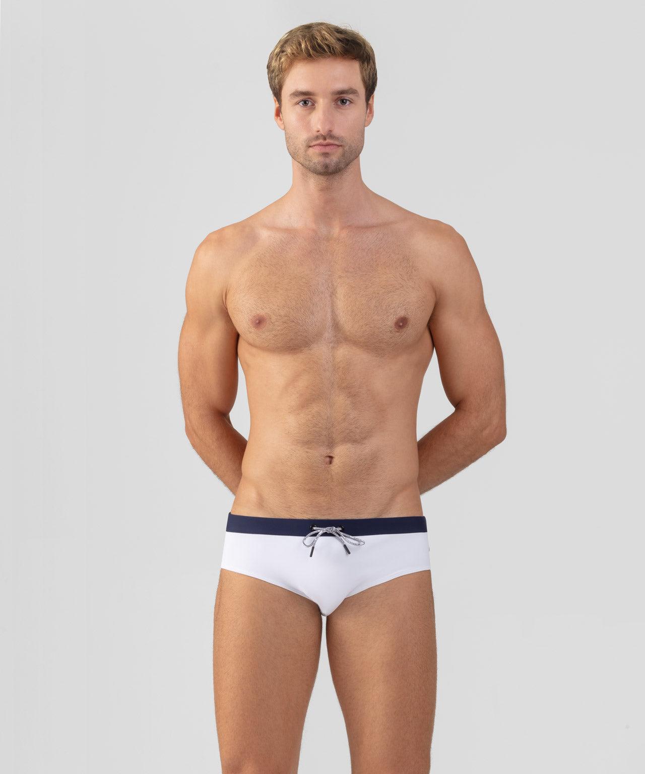 Swim Briefs w. Waistband: White