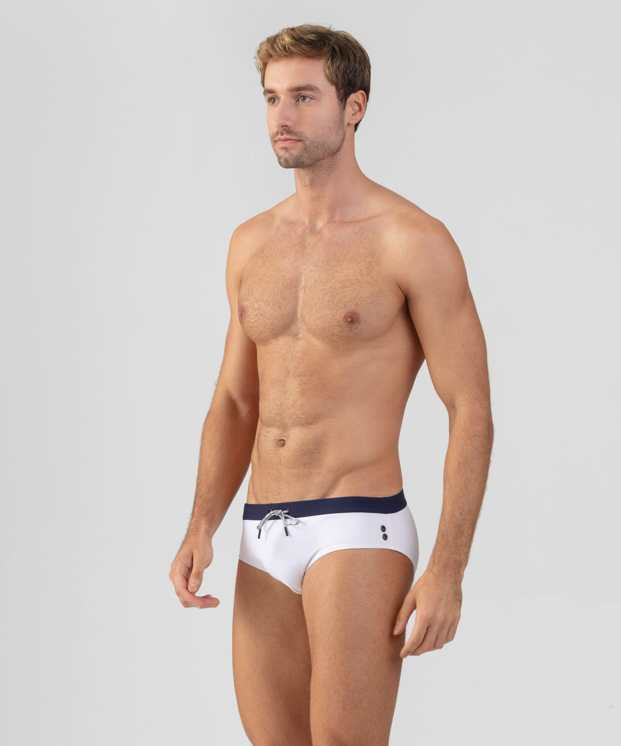 RD Swim Briefs w. White Waistband: White