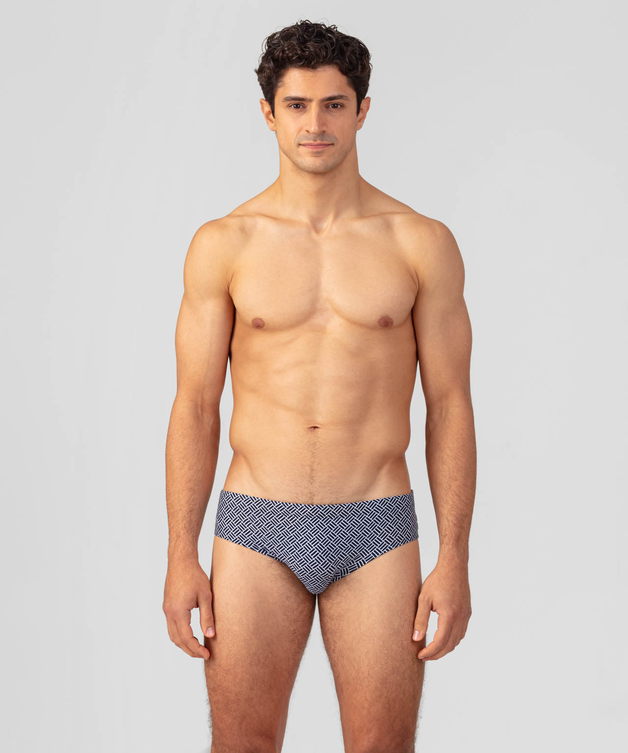 Swim Briefs w. Graphic Pattern: Navy