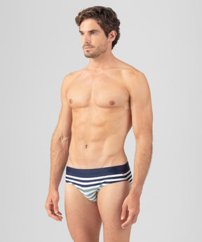 Swim Briefs w. Multico Stripes: Deep Ocean