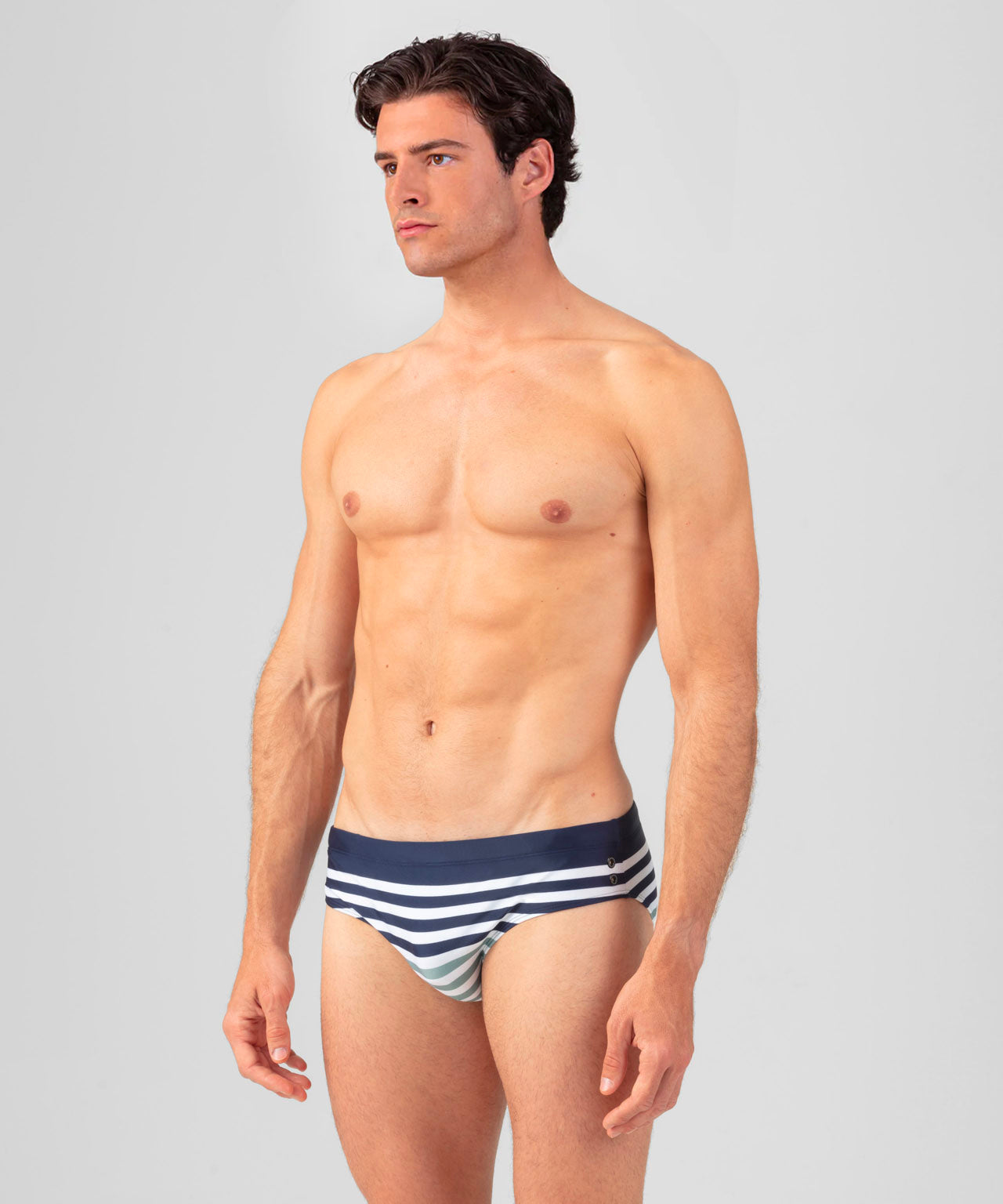 Swim Briefs w. Multico Stripes: Deep Ocean