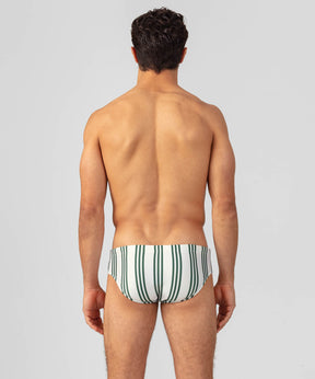 Swim Briefs w. Vertical Thin Stripes: Cactus