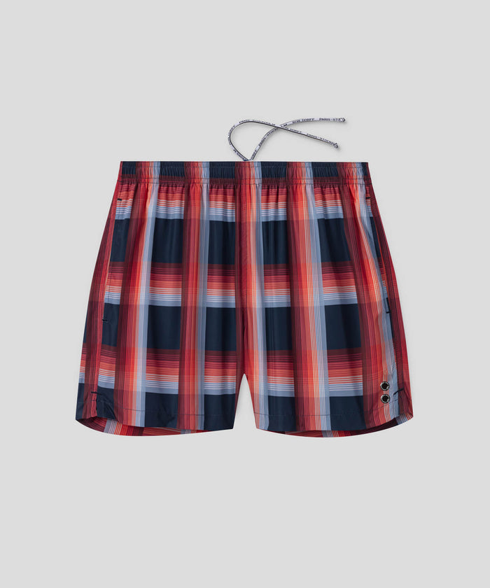 Swim Shorts w. Checks: Navy