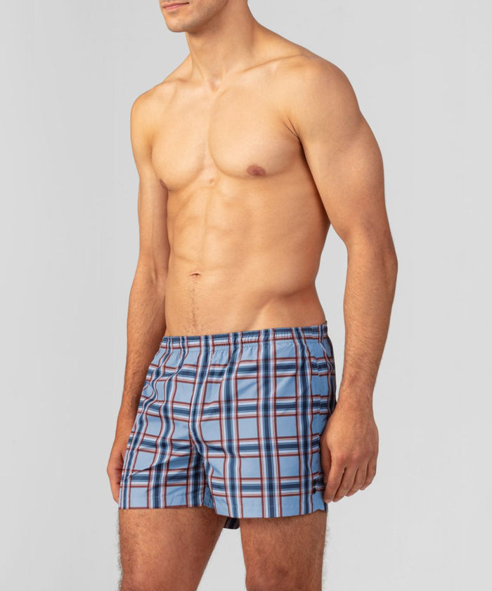 Swim Shorts w. Checkers: Faded Denim