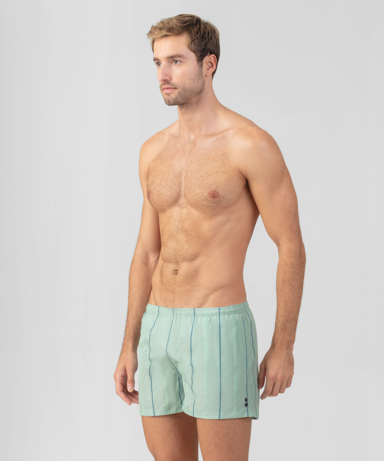 Swim Shorts w. Fisherman Stripes: Aquagreen