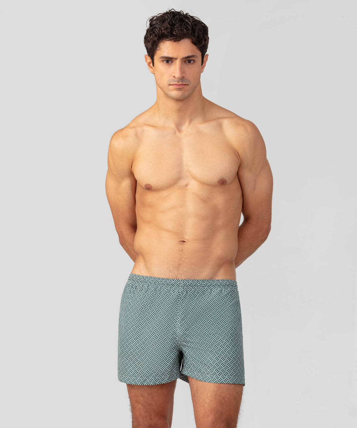 Swim Shorts w. Graphic Pattern: Pine Green