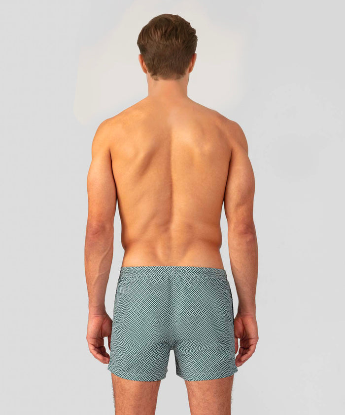 Swim Shorts w. Graphic Pattern: Pine Green