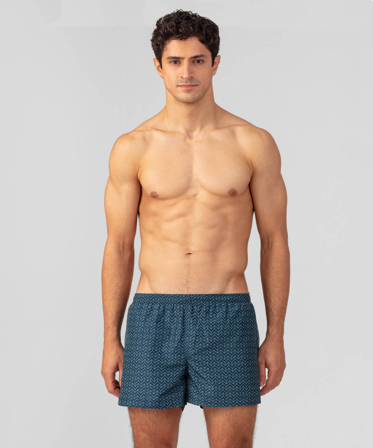 Swim Shorts w. Nordic Line Pattern: Navy