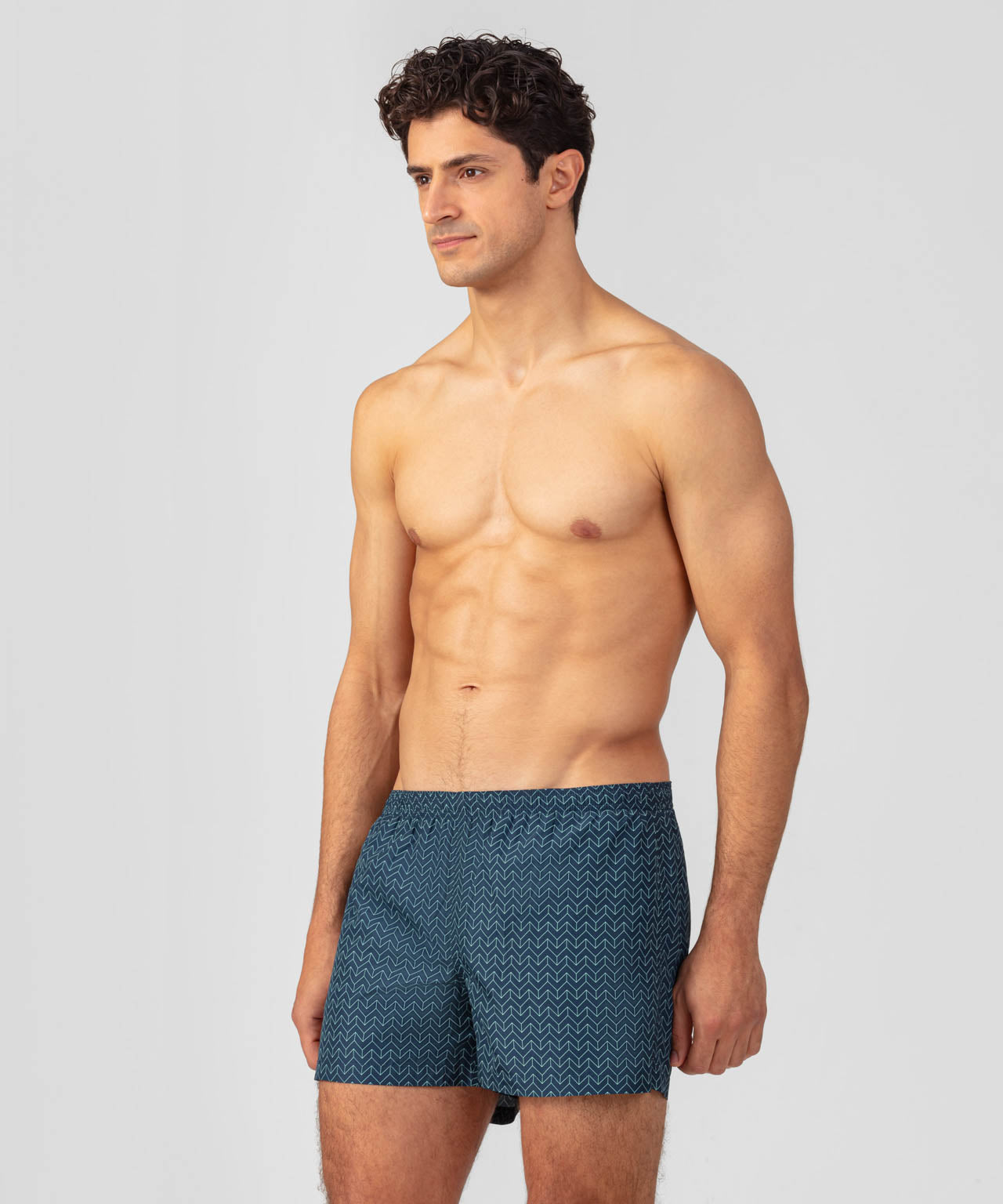 Swim Shorts w. Nordic Line Pattern: Navy