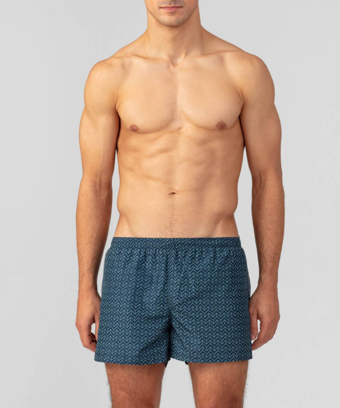 Swim Shorts w. Nordic Line Pattern: Navy