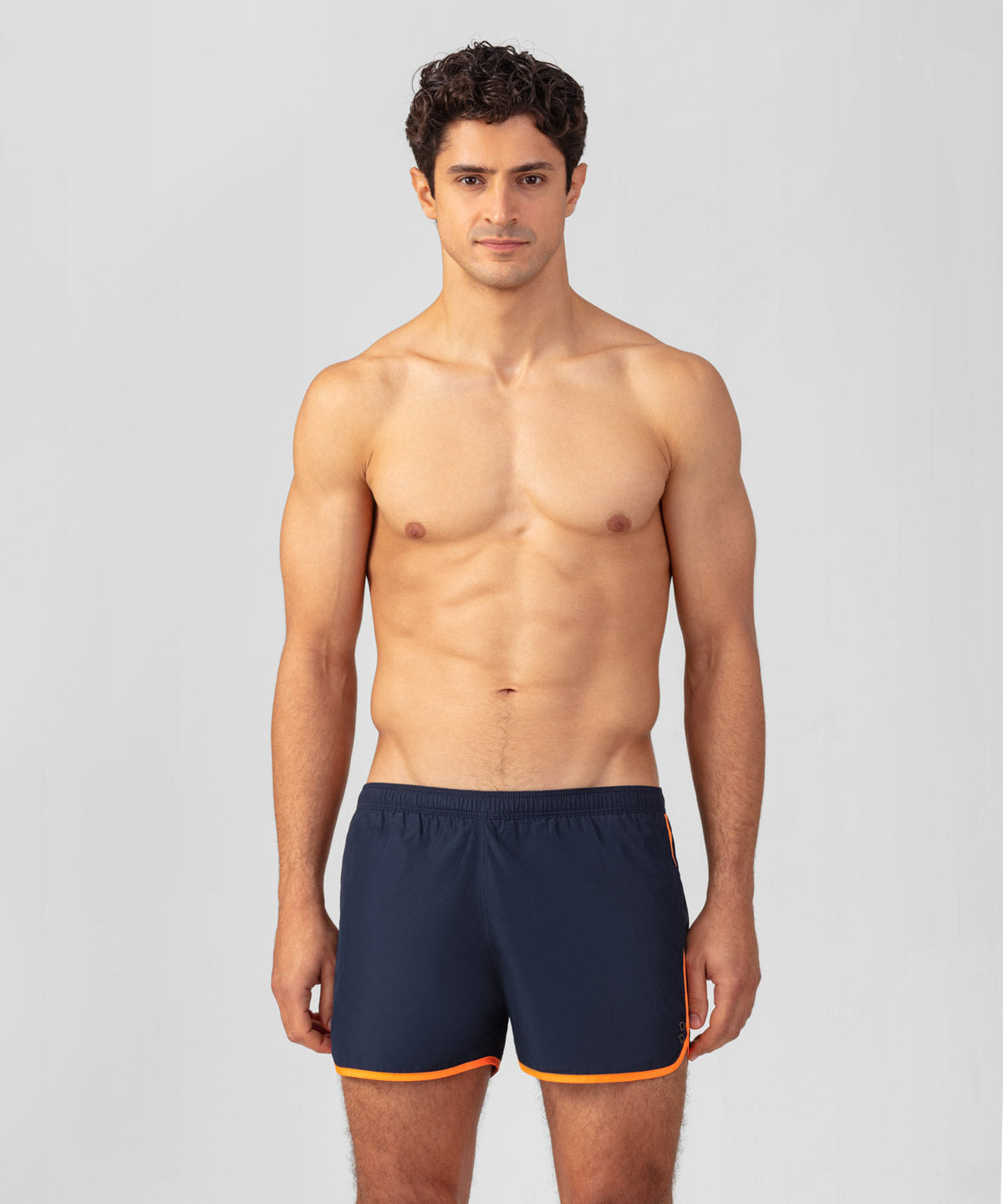 Marathon Swim Shorts: Navy/Neon Orange