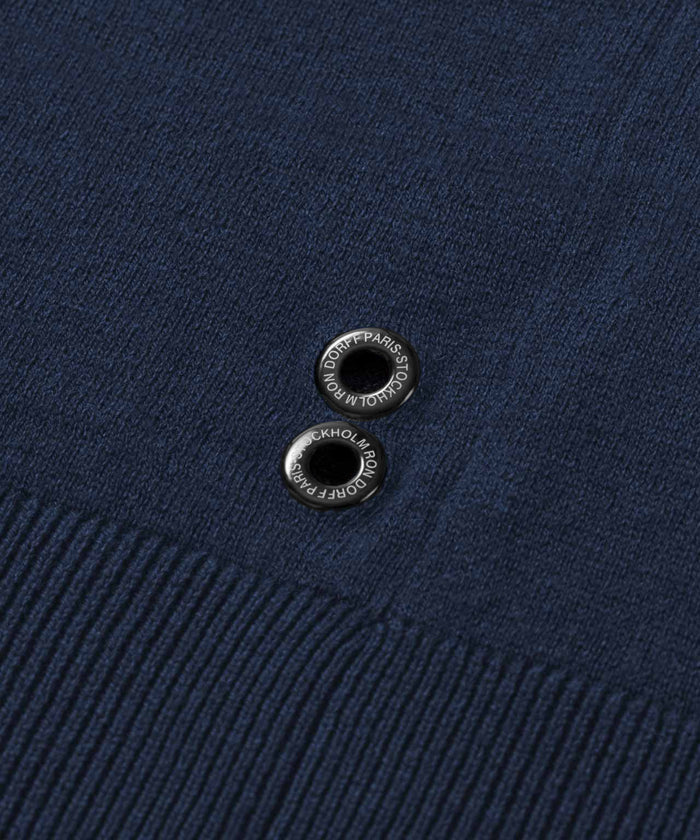 Wool Cotton Sweater w. Lines: Navy