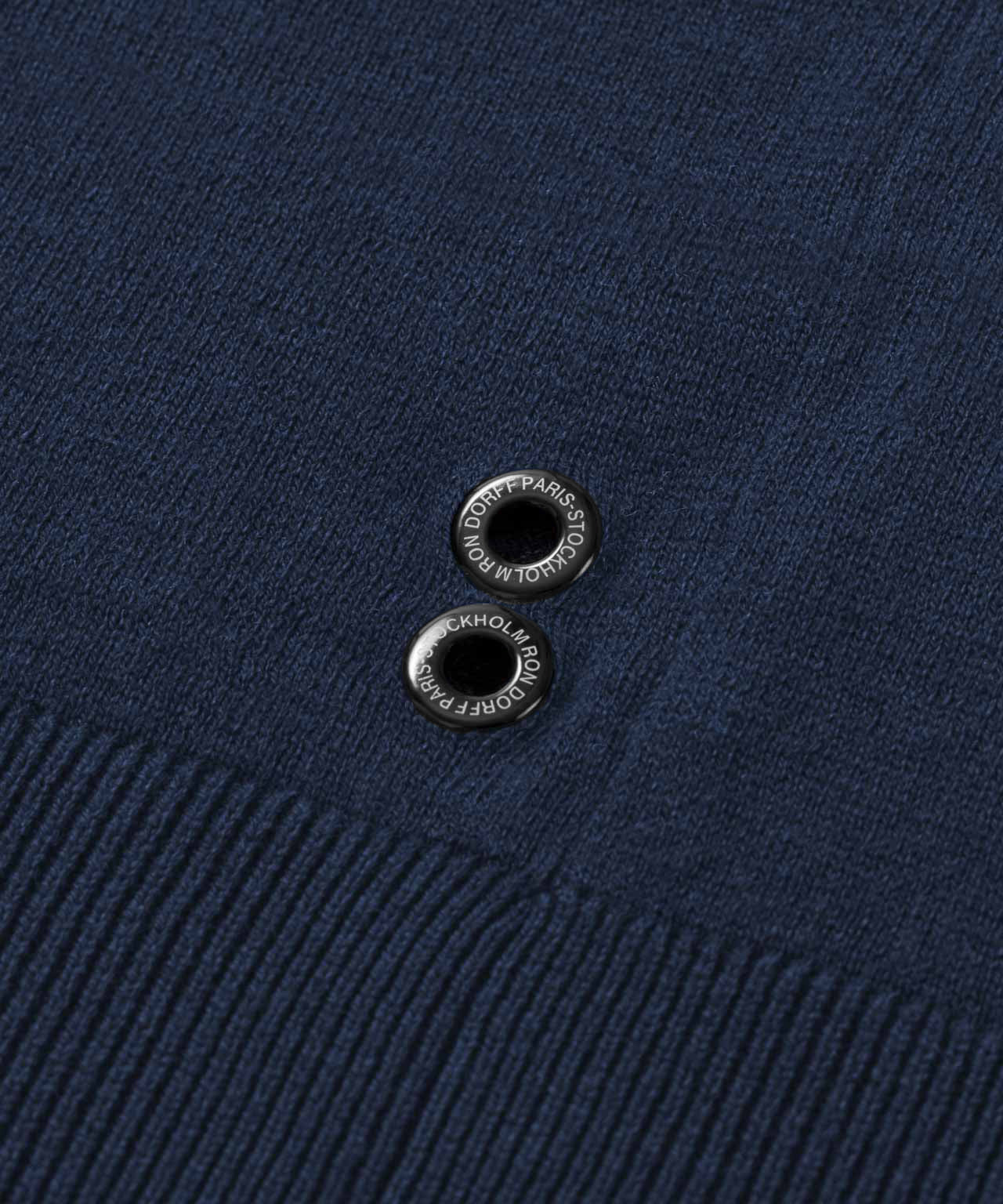 Wool Cotton Sweater w. Lines: Navy