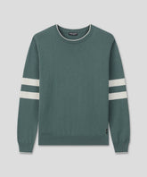 Cotton Cashmere Sweater w. Double Lines: Silver Pine