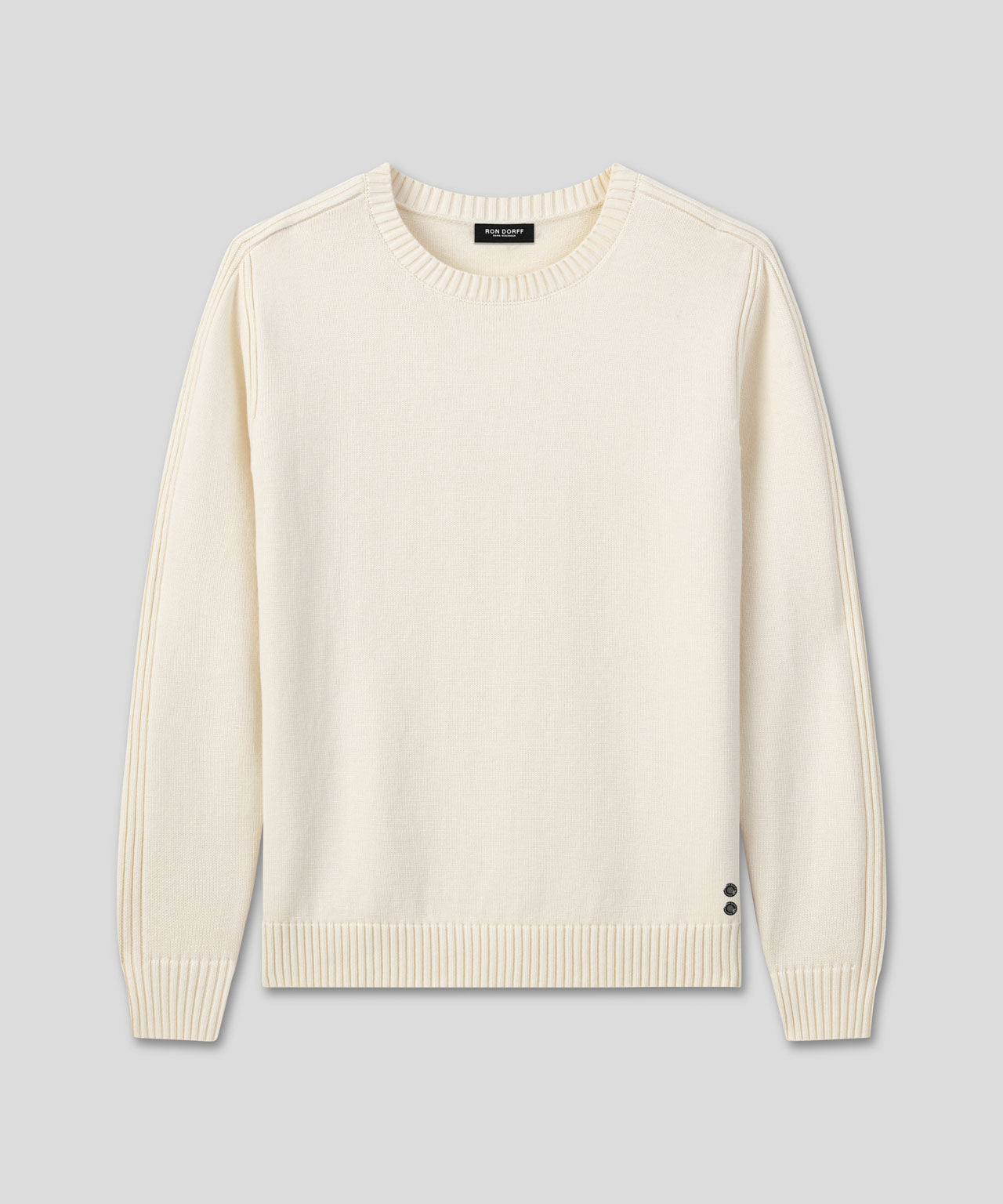 Cotton-Wool Navy Sweater w. Side Rib: Off White