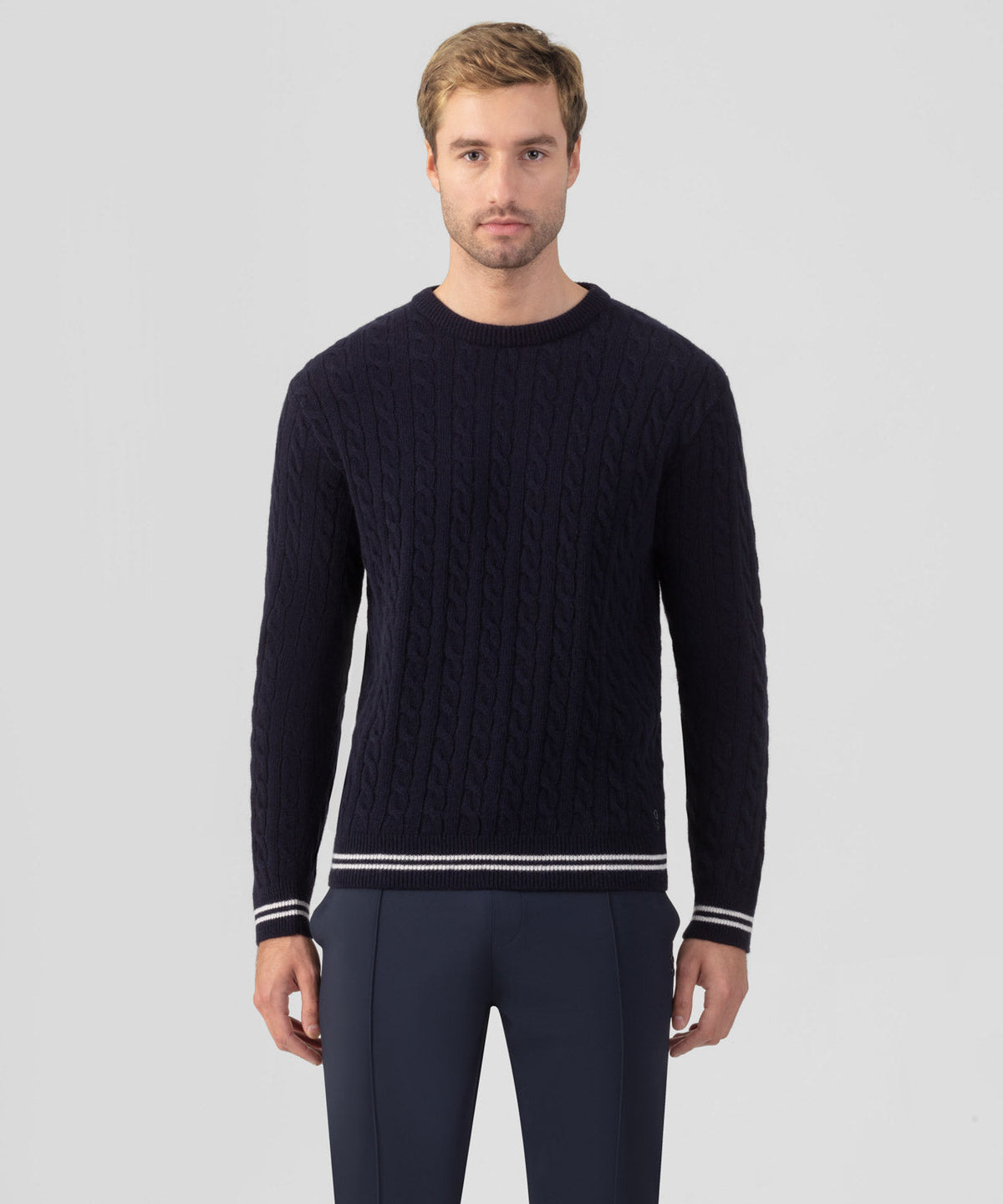 Wool Cashmere Tennis Sweater: Navy