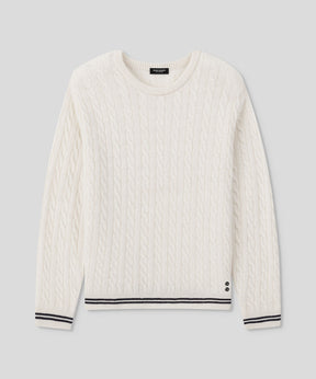 Wool Cashmere Tennis Sweater: Off White