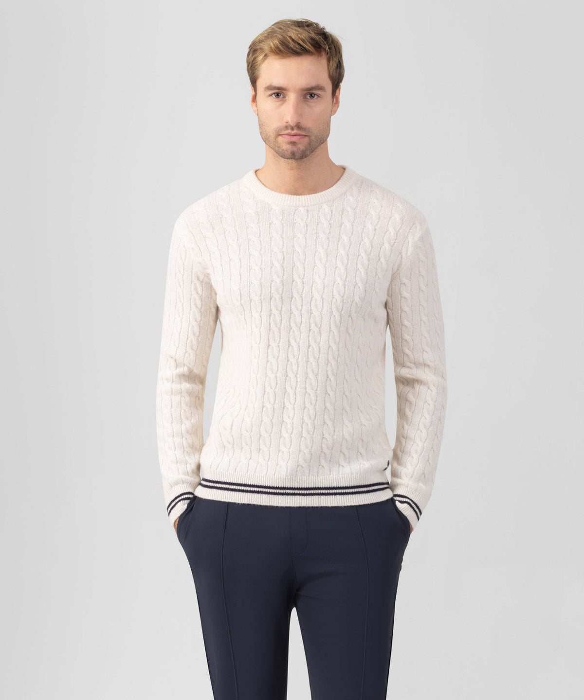 Wool Cashmere Tennis Sweater: Off White