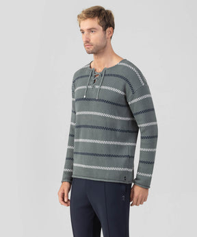 Swedish Fisherman Cotton Sweater: Green Shadow